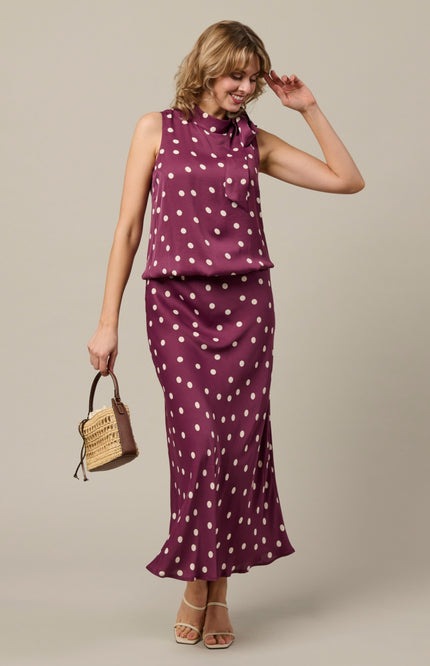 &Co woman Top Amelia Dot Plum Multi TO366 Stretchshop.nl