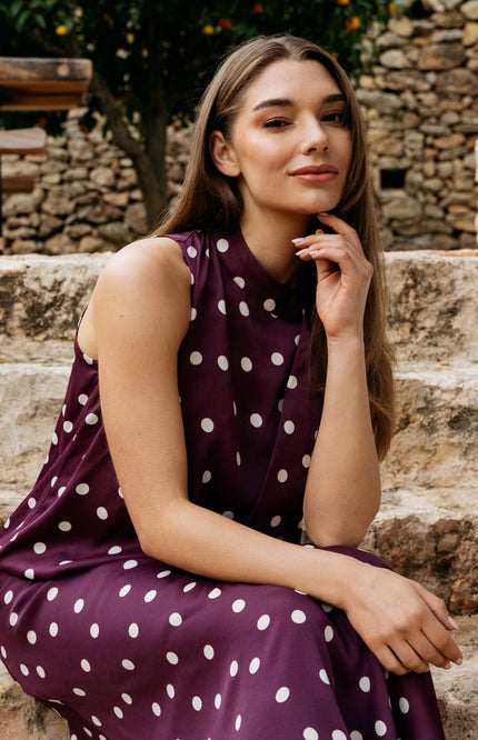 &Co woman Top Amelia Dot Plum Multi TO366 Stretchshop.nl