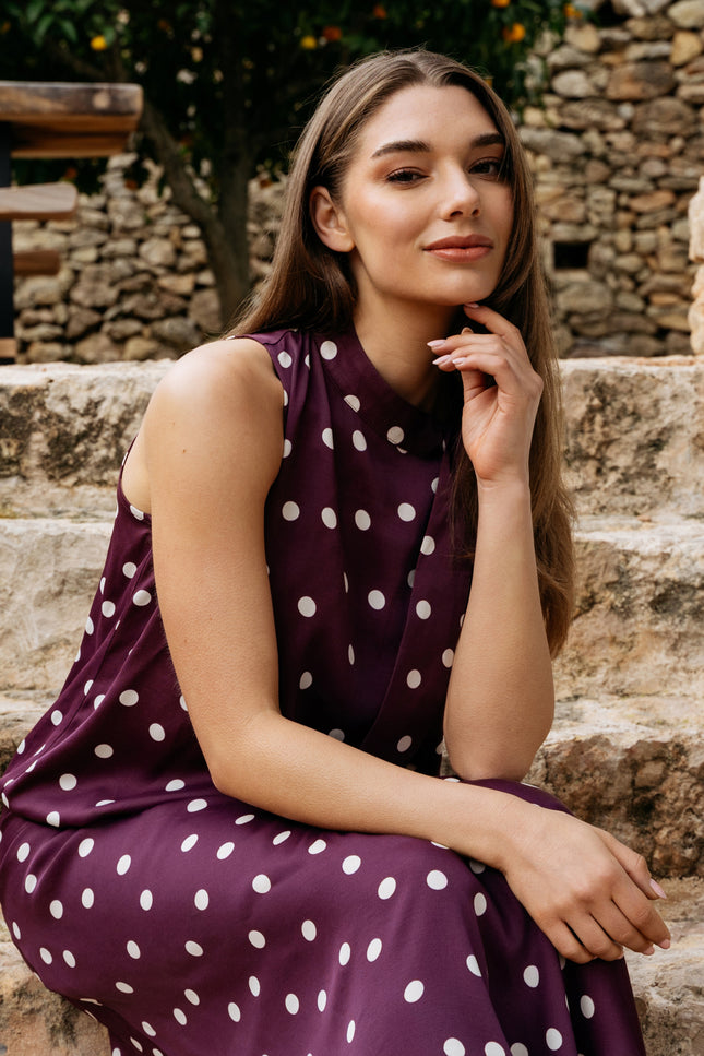 &Co woman Top Amelia Dot Plum Multi TO366 Stretchshop.nl