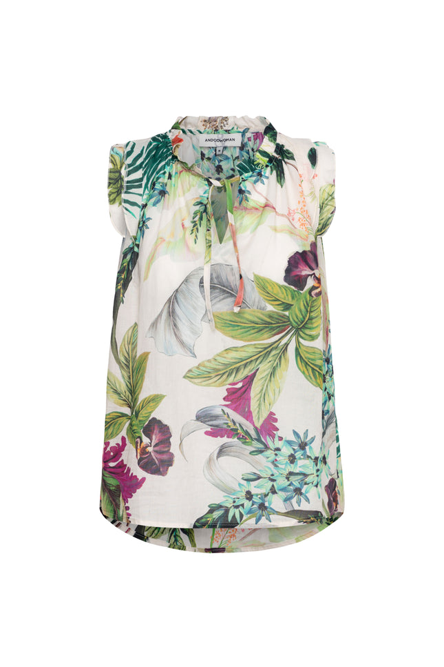 &Co woman Top Annouse Flower Vanilla Multi TO367 Stretchshop.nl