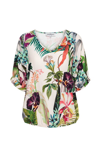 &Co woman Top Agnes Flower Vanilla Multi TO368 Stretchshop.nl
