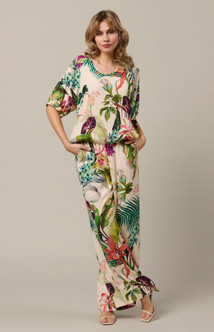 &Co woman Top Agnes Flower Vanilla Multi TO368 Stretchshop.nl