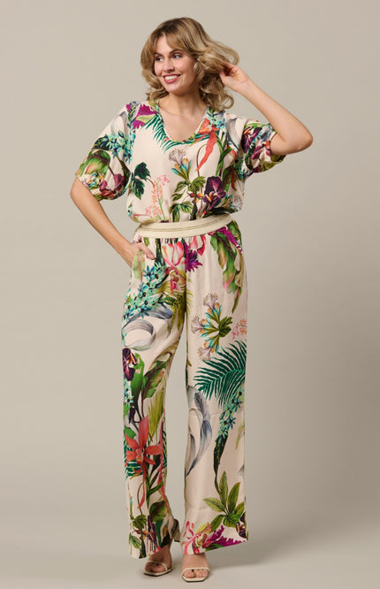 &Co woman Top Agnes Flower Vanilla Multi TO368 Stretchshop.nl