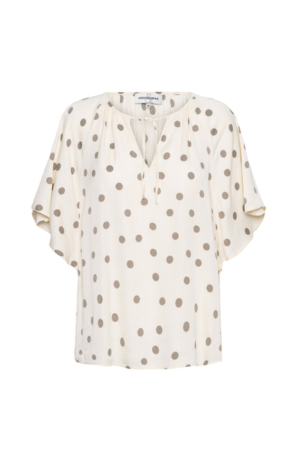 &Co woman Top Axelle Dot Vanilla Khaki TO369 Stretchshop.nl