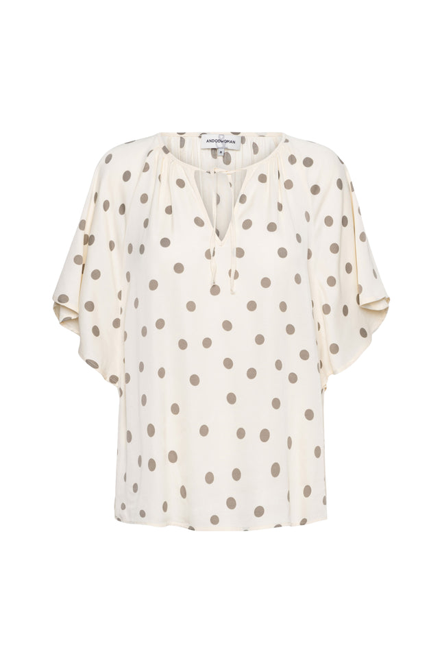 &Co woman Top Axelle Dot Vanilla Khaki TO369 Stretchshop.nl