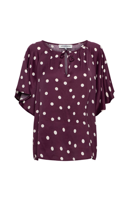 &Co woman Top Axelle Dot Plum Multi TO369 Stretchshop.nl