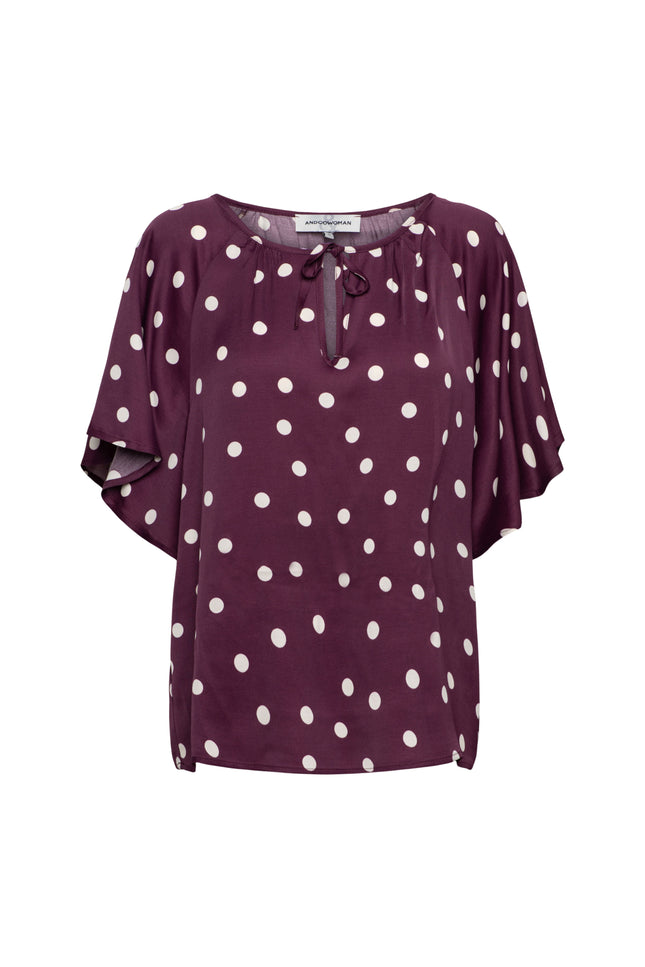 &Co woman Top Axelle Dot Plum Multi TO369 Stretchshop.nl