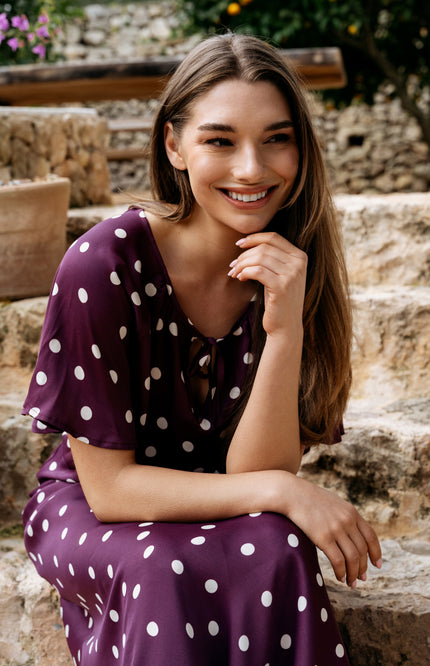 &Co woman Top Axelle Dot Plum Multi TO369 Stretchshop.nl