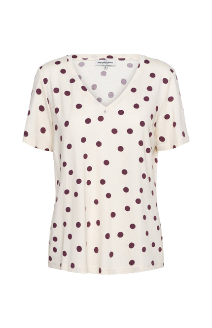 &Co woman Top Marley Dot Vanilla Plum TO373 Stretchshop.nl