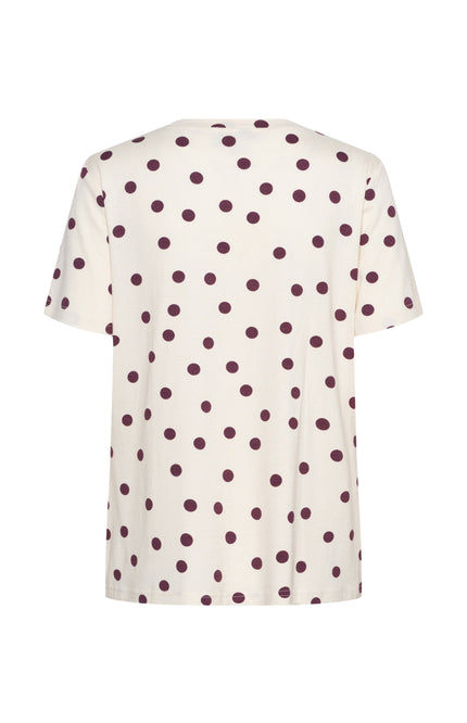 &Co woman Top Marley Dot Vanilla Plum TO373 Stretchshop.nl
