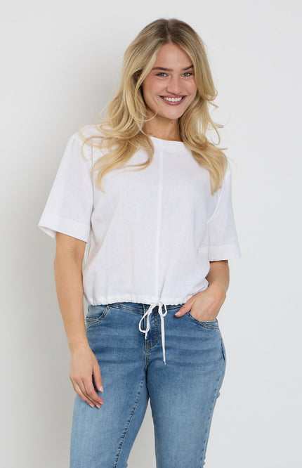 Red Button Top Skyler Linen Offwhite SRB4863A Stretchshop.nl