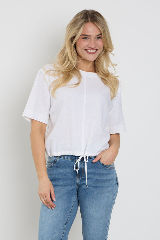 Red Button Top Skyler Linen Offwhite SRB4863A Stretchshop.nl