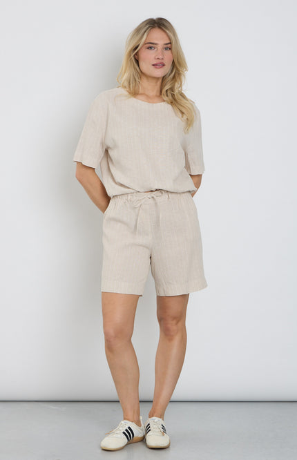 Red Button Short Cami Linen Visco Pinstripe Pebble SRB4914 Stretchshop.nl