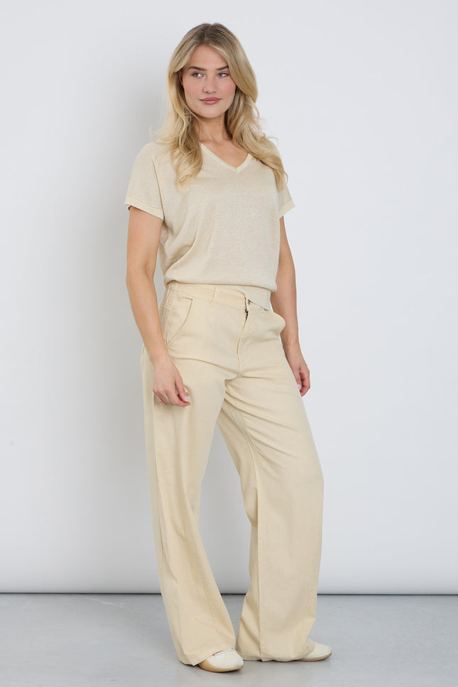 Red Button Broek Claudette Cotton Linen Oatmeal SRB4872 L33 Stretchshop.nl