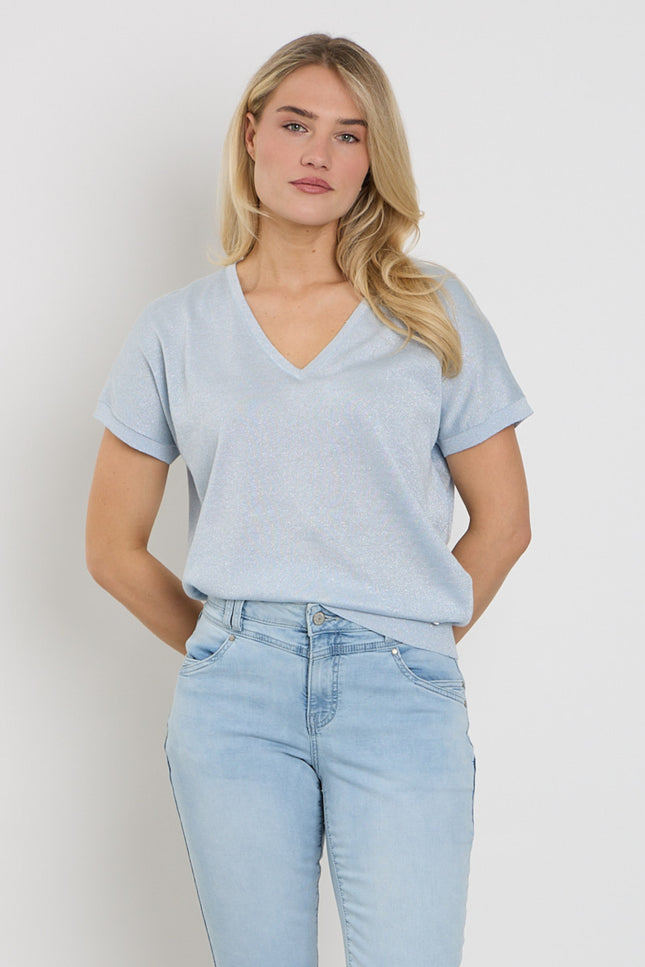 Red Button Top Jerry Sparkle Light Blue SRB4812 Stretchshop.nl