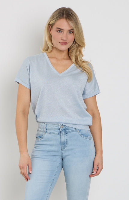 Red Button Top Jerry Sparkle Light Blue SRB4812 Stretchshop.nl