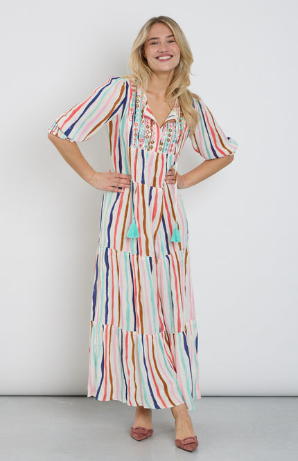 K-design Jurk Maxi Met Design C152-P111 Stretchshop.nl