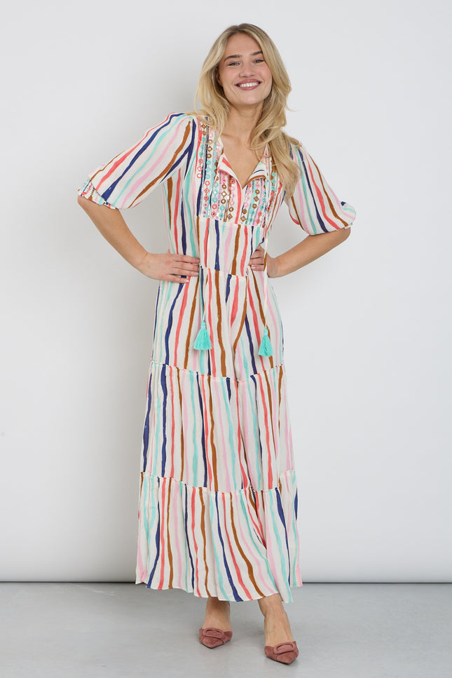 K-design Jurk Maxi Met Design C152-P111 Stretchshop.nl