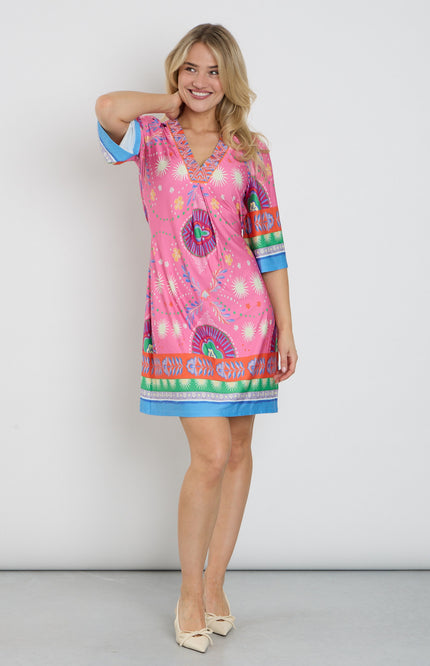K-design Jurk V-Hals Met Design C110-P116 Stretchshop.nl