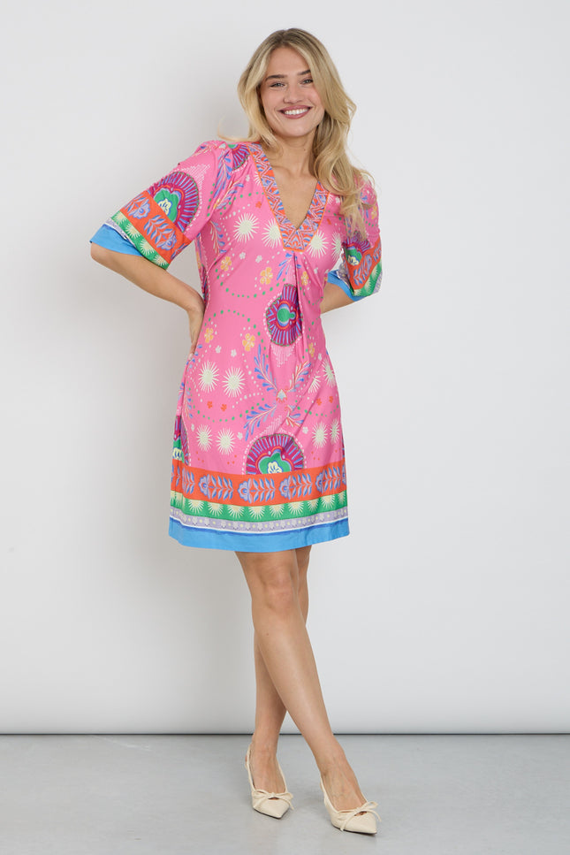 K-design Jurk V-Hals Met Design C110-P116 Stretchshop.nl