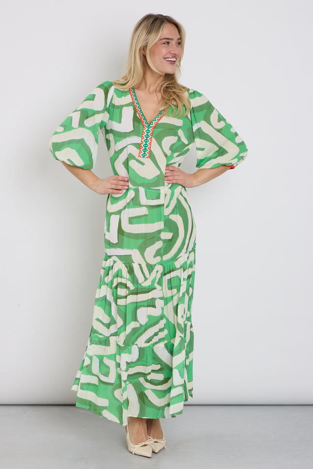 K-design Jurk Maxi Met Design C155-P110 Stretchshop.nl