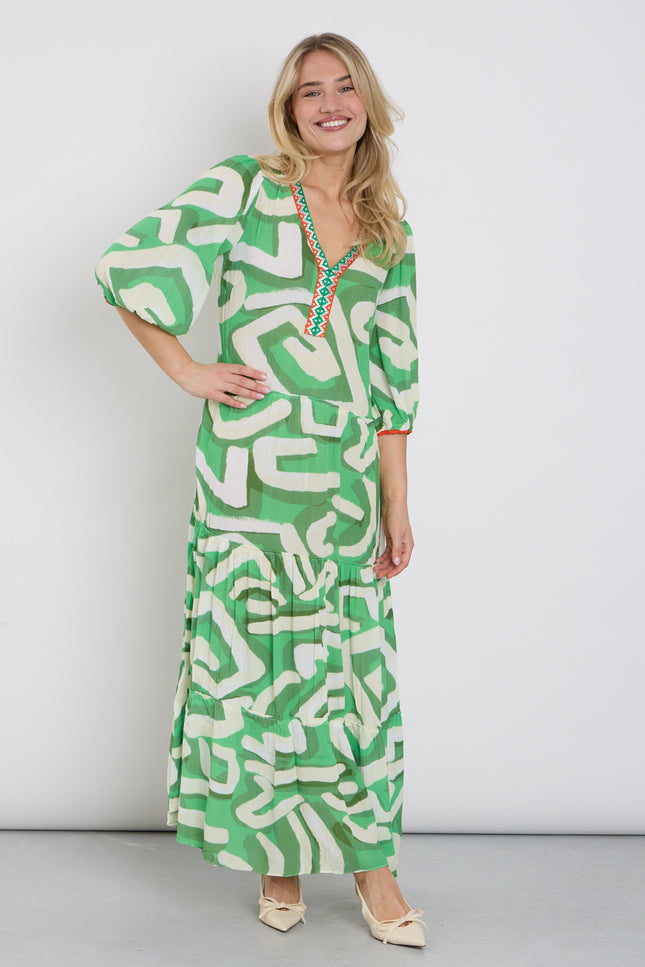 K-design Jurk Maxi Met Design C155-P110 Stretchshop.nl