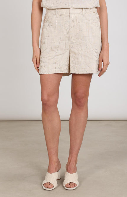 Nukus Short Dagmar Embroidery Sand NKS09052 Stretchshop.nl