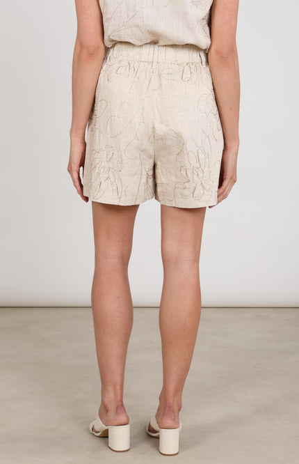 Nukus Short Dagmar Embroidery Sand NKS09052 Stretchshop.nl