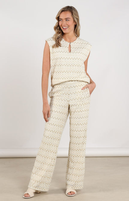 Nukus Broek Vajenne Offwhite Gold NKS09093 Stretchshop.nl