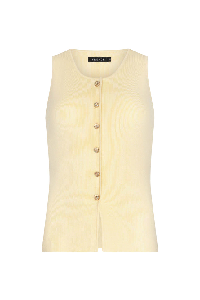 Ydence Top Knitted Saar Soft Yellow Stretchshop.nl