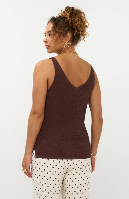 Ydence Top Knitted Lux Brown Stretchshop.nl