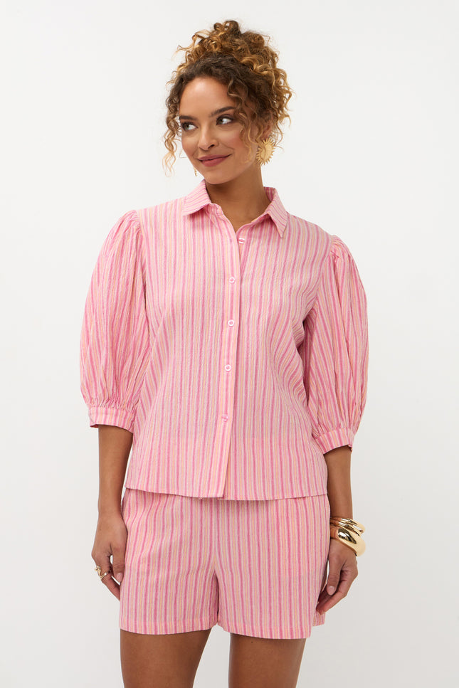 Ydence Blouse Annabella Pink Stripe Stretchshop.nl