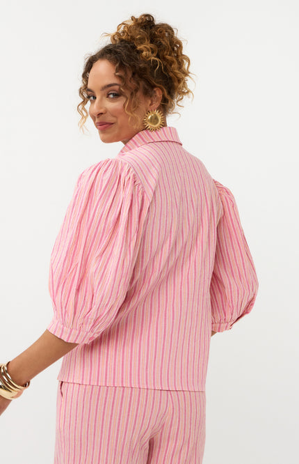 Ydence Blouse Annabella Pink Stripe Stretchshop.nl
