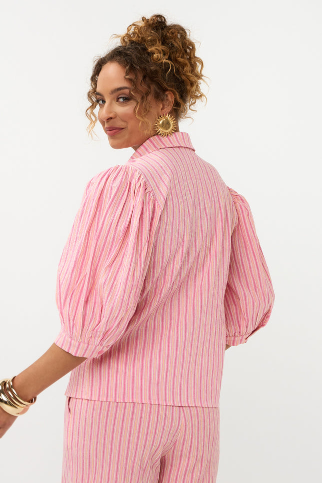 Ydence Blouse Annabella Pink Stripe Stretchshop.nl