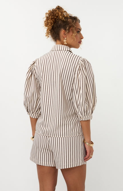 Ydence Short Beth Brown Stripe Stretchshop.nl