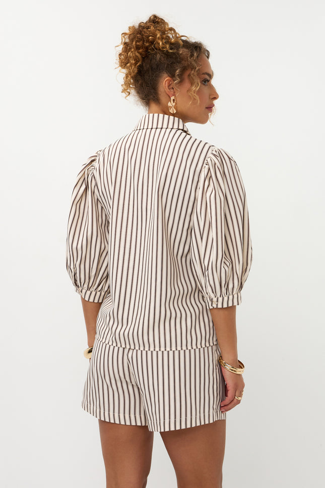 Ydence Short Beth Brown Stripe Stretchshop.nl