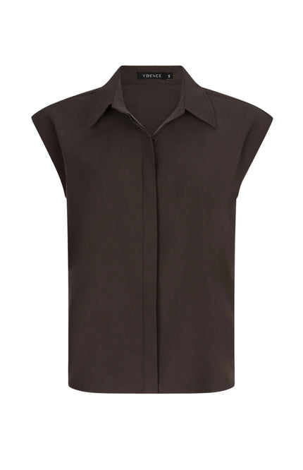 Ydence Blouse Sabrina Dark Brown Stretchshop.nl