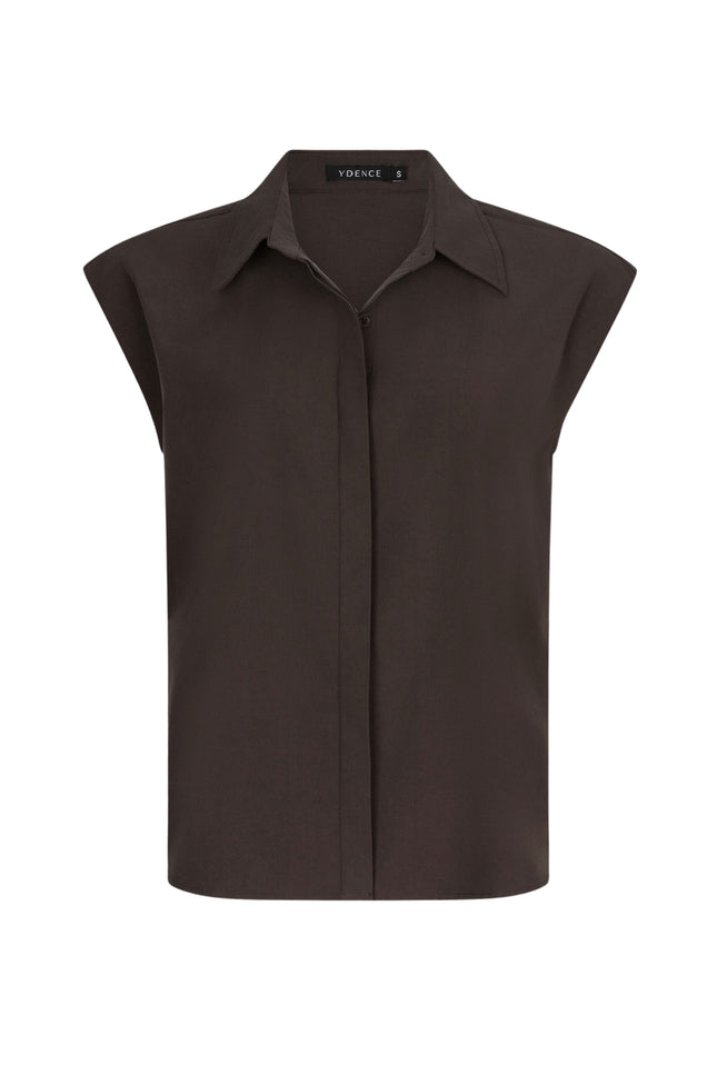 Ydence Blouse Sabrina Dark Brown Stretchshop.nl
