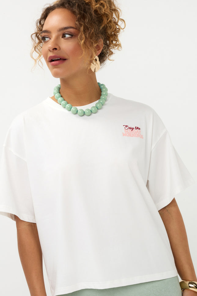 Ydence T-shirt Sunday Mornings Offwhite Stretchshop.nl