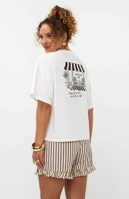 Ydence T-shirt Ydence Cafe Offwhite Stretchshop.nl