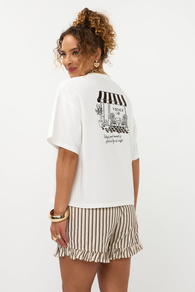Ydence T-shirt Ydence Cafe Offwhite Stretchshop.nl