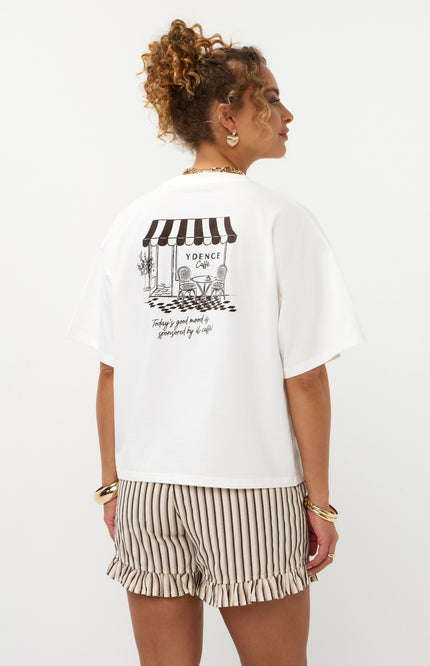 Ydence T-shirt Ydence Cafe Offwhite Stretchshop.nl