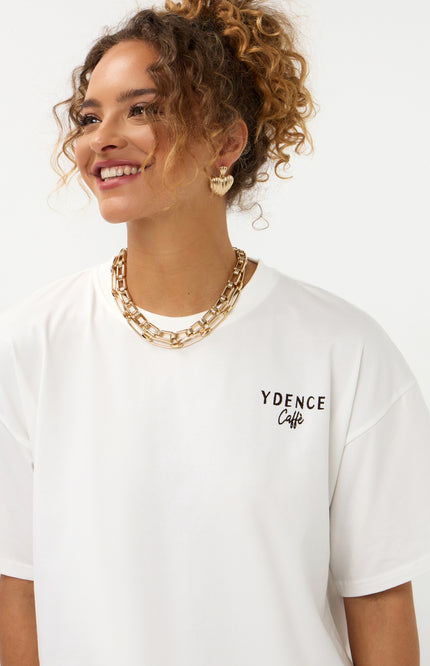 Ydence T-shirt Ydence Cafe Offwhite Stretchshop.nl