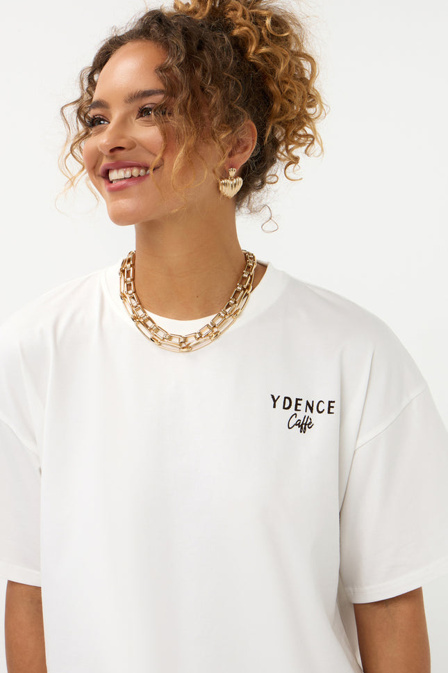 Ydence T-shirt Ydence Cafe Offwhite Stretchshop.nl