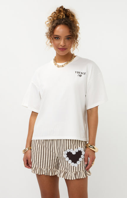 Ydence T-shirt Ydence Cafe Offwhite Stretchshop.nl