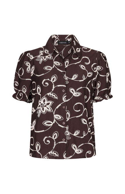 Ydence Blouse Leila Dark Brown Stretchshop.nl