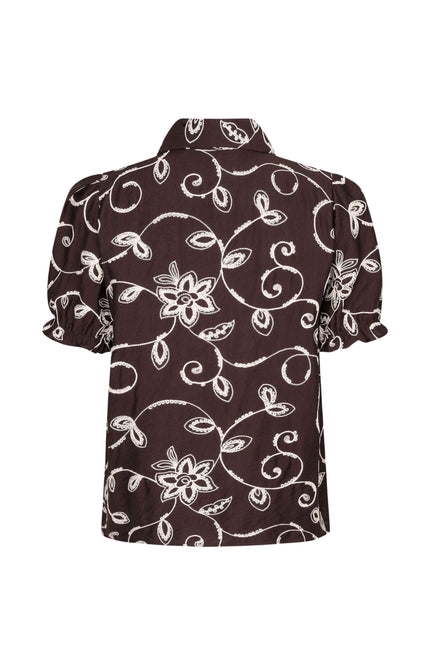 Ydence Blouse Leila Dark Brown Stretchshop.nl