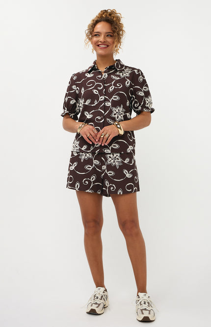 Ydence Blouse Leila Dark Brown Stretchshop.nl