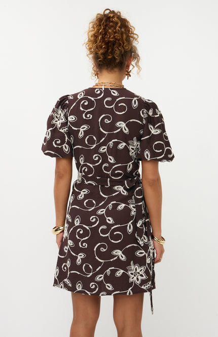 Ydence Jurk Saphira Dark Brown Stretchshop.nl