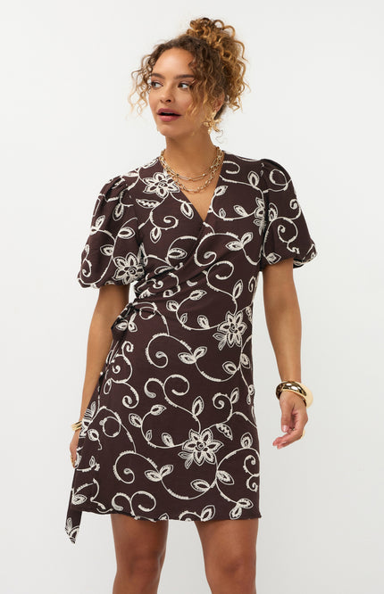 Ydence Jurk Saphira Dark Brown Stretchshop.nl